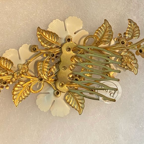 High Garden Paris White & Gold Hair Comb
